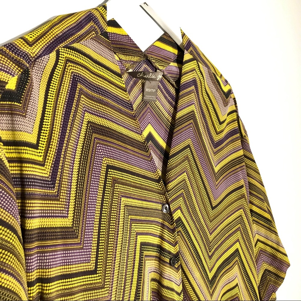 Anthropologie Charlie Jade Silk Chevron Blouse - Picture 2 of 8